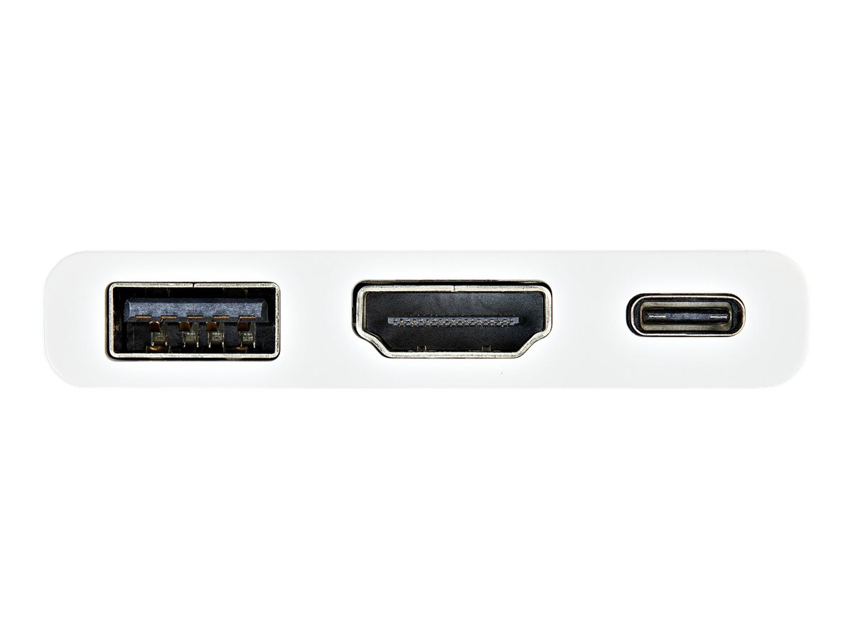 StarTech.com USB-C to HDMI Adapter - White - 4K 30Hz - Thunderbolt 3 Compatible - with Power Delivery (USB PD) - USB C Dongle (CDP2HDUACPW) - Adaptateur vidéo - 24 pin USB-C mâle pour HDMI, USB type A, 24 pin USB-C femelle - 60 mm - blanc - support 4K, USB Power Delivery (60W) - CDP2HDUACPW - Accessoires pour téléviseurs