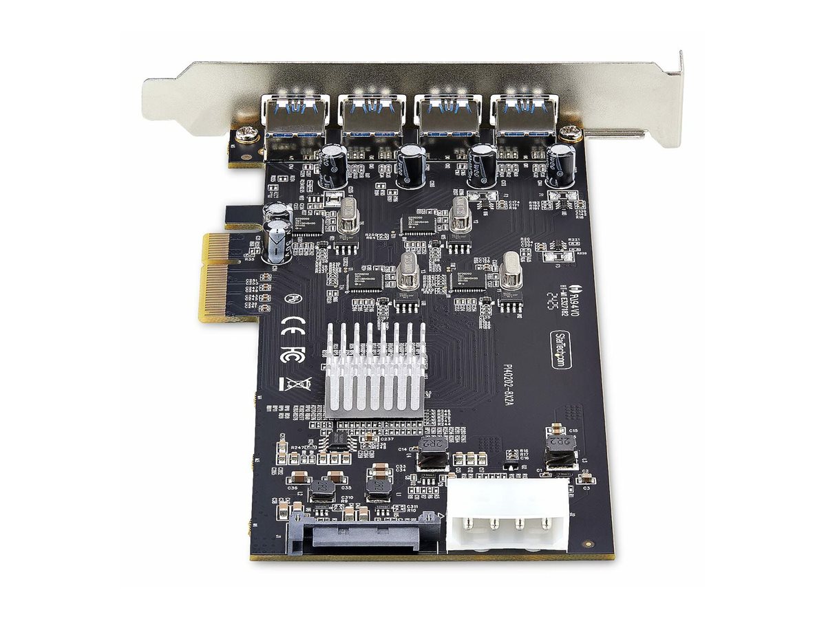 StarTech.com 4-Port USB-A PCIe Card, USB 3.2 5Gbps, 4x USB Controllers - Adaptateur USB - PCIe 2.0 x4 - USB 3.2 Gen 1 x 4 - noir - pour P/N: FCREADMICRO3V2, USB315AC1M, USB3S2SAT3CB - P5Q4A-USB-CARD - Adaptateurs réseau filaires