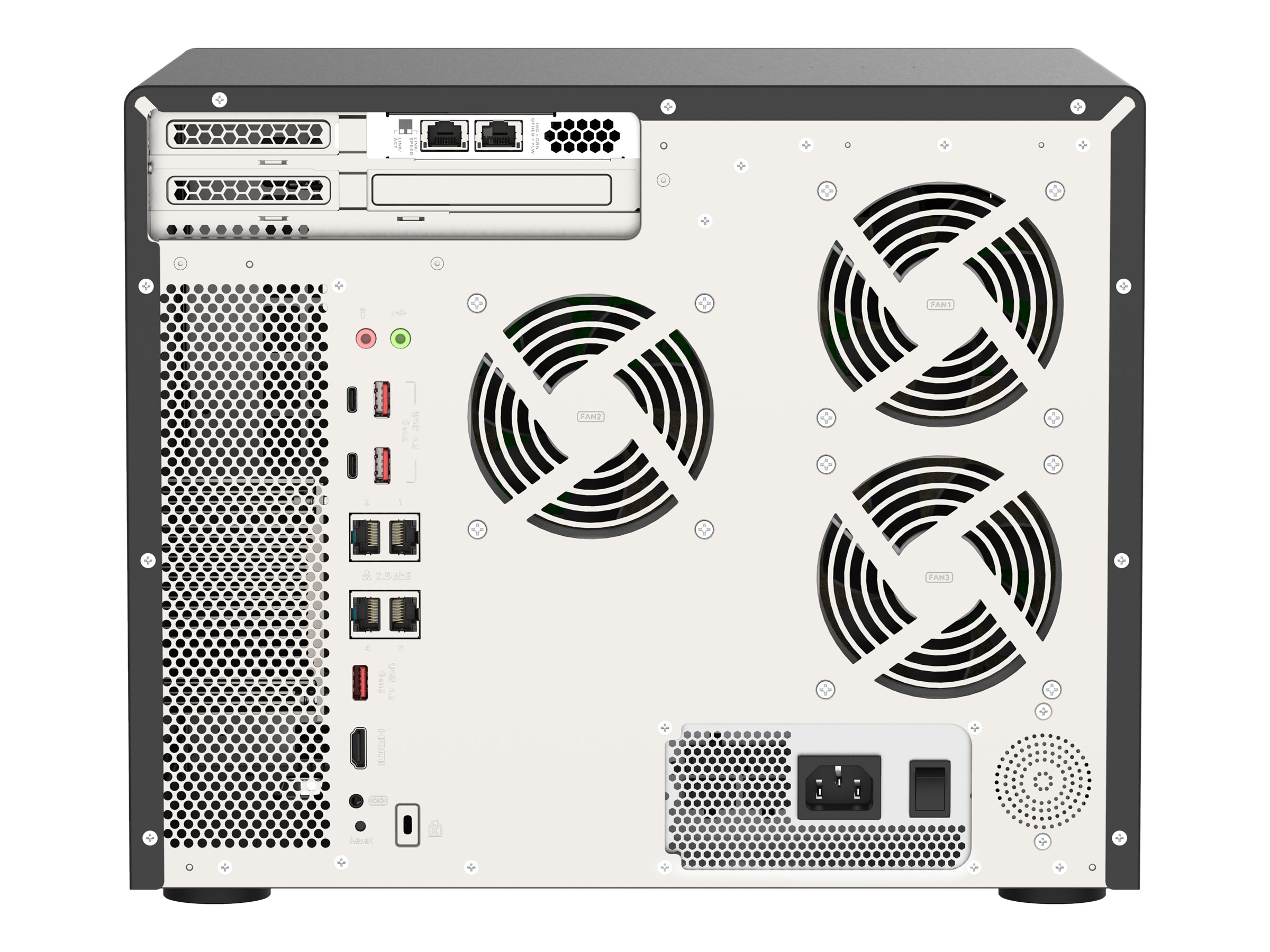 QNAP TVS-H1688X - Serveur NAS - 16 Baies - SATA 6Gb/s - RAID RAID 0, 1, 5, 6, 10, 50, JBOD, disque de réserve 5, 6 disques de secours, 60, disque de réserve 10, RAID TP - RAM 32 Go - Gigabit Ethernet / 2.5 Gigabit Ethernet / 10 Gigabit Ethernet - iSCSI support - TVS-H1688X-W1250-32G - NAS
