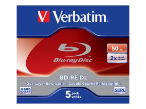 Verbatim - 5 x BD-RE DL - 50 Go 2x - boîtier CD - 43760 - Disques Blu-ray