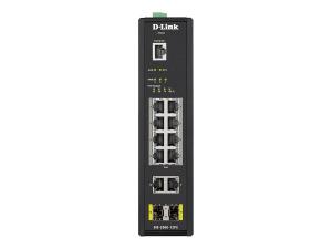 D-Link DIS 200G-12PS - Commutateur - Géré - 10 x 10/100/1000 (8 PoE+) + 2 x SFP - Montage sur rail DIN, fixation murale - PoE+ (240 W) - CA 120/230 V / CC 46 - 54 V - DIS-200G-12PS - Concentrateurs et commutateurs gigabit