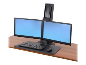 Ergotron WorkFit-SR Dual Sit-Stand Short Surface Workstation Standing Desk - Kit de montage - pour 2 écrans LCD / clavier / souris - aluminium - noir - Taille d'écran : jusqu'à 24 pouces - montrable sur bureau - 33-419-085 - Montages pour TV et moniteur