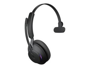 Jabra Evolve2 65 MS Mono - Micro-casque - sur-oreille - convertible - Bluetooth - sans fil - USB-A - isolation acoustique - noir - avec support de chargement - Certifié pour Microsoft Teams - 26599-899-989 - Écouteurs