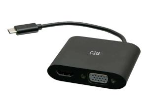 C2G USB C to HDMI & VGA Dual Monitor Adapter - 4K 30Hz - Black - Adaptateur vidéo - 24 pin USB-C mâle pour HD-15 (VGA), HDMI femelle - noir - support pour 4K30Hz - C2G29830 - Câbles HDMI