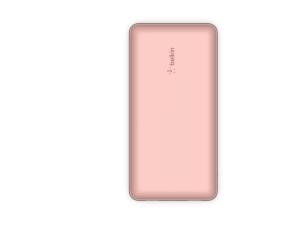 Belkin BOOST CHARGE - Banque d'alimentation - 20000 mAh - 15 Watt - 3 A - 3 connecteurs de sortie (24 pin USB-C, 2 x USB) - sur le câble : USB-C - rose gold - BPB012BTRG - Adaptateurs électriques et chargeurs