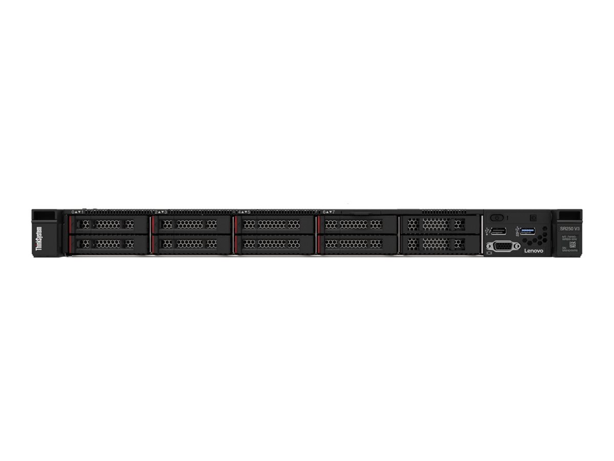 Lenovo ThinkSystem SR250 V3 7DCL - Serveur - Montable sur rack 1U - 1 voie - 1 x Xeon E-2436 / jusqu'à 5 GHz - RAM 32 Go - hot-swap 2.5" baie(s) - aucun disque dur - Matrox G200 - Gigabit Ethernet - Aucun SE fourni - moniteur : aucun - 7DCLA00NEA - Serveurs rack