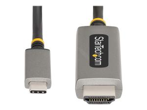 StarTech.com 6ft (2m) USB-C to HDMI Adapter Cable, 8K 60Hz, 4K 144Hz, HDR10, USB Type-C to HDMI 2.1 Video Converter Cable, USB-C DP Alt Mode/USB4/Thunderbolt 3/4 Compatible - USB-C Laptop to HDMI Monitor (135B-USBC-HDMI212M) - Câble adaptateur - 24 pin USB-C mâle pour HDMI mâle - 2 m - gris sidéral - support pour 8K60Hz, support pour 4K144Hz - 135B-USBC-HDMI212M - Accessoires pour téléviseurs
