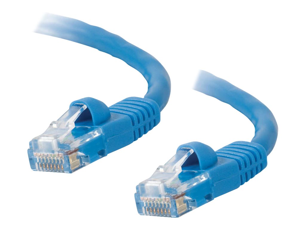 C2G Cat5e Booted Unshielded (UTP) Network Patch Cable - Cordon de raccordement - RJ-45 (M) pour RJ-45 (M) - 2 m - UTP - CAT 5e - moulé, sans crochet, bloqué - bleu - 83163 - Câbles à paire torsadée