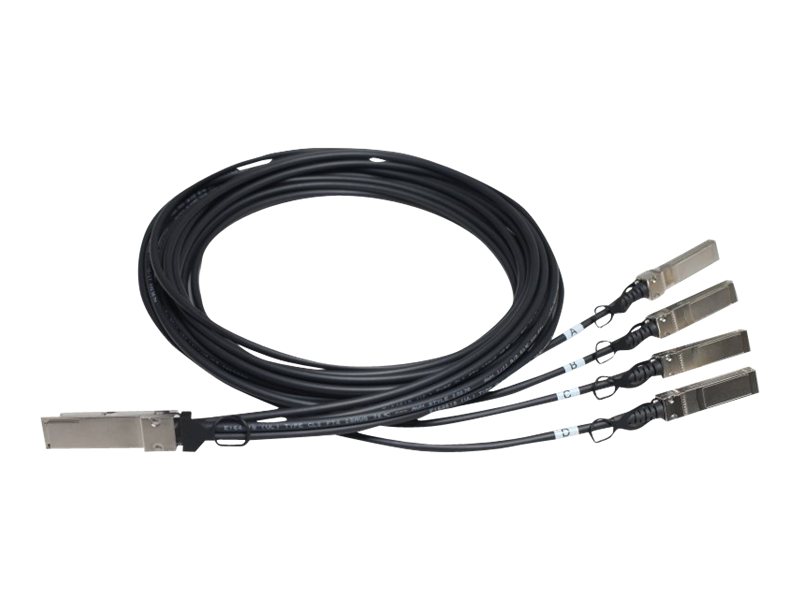HPE X240 Direct Attach Copper Splitter Cable - Câble réseau - SFP+ pour QSFP+ - 5 m - pour HPE 5900AF-48; Edgeline e920; FlexFabric 1.92, 11908, 12900, 12902; ProLiant e910t 2U - JG331A - Câbles réseau spéciaux