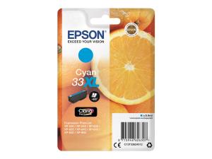 Epson 33XL - 8.9 ml - XL - cyan - original - emballage coque avec alarme radioélectrique/ acoustique - cartouche d'encre - pour Expression Home XP-635, 830; Expression Premium XP-530, 540, 630, 635, 640, 645, 830, 900 - C13T33624022 - Cartouches d'encre Epson