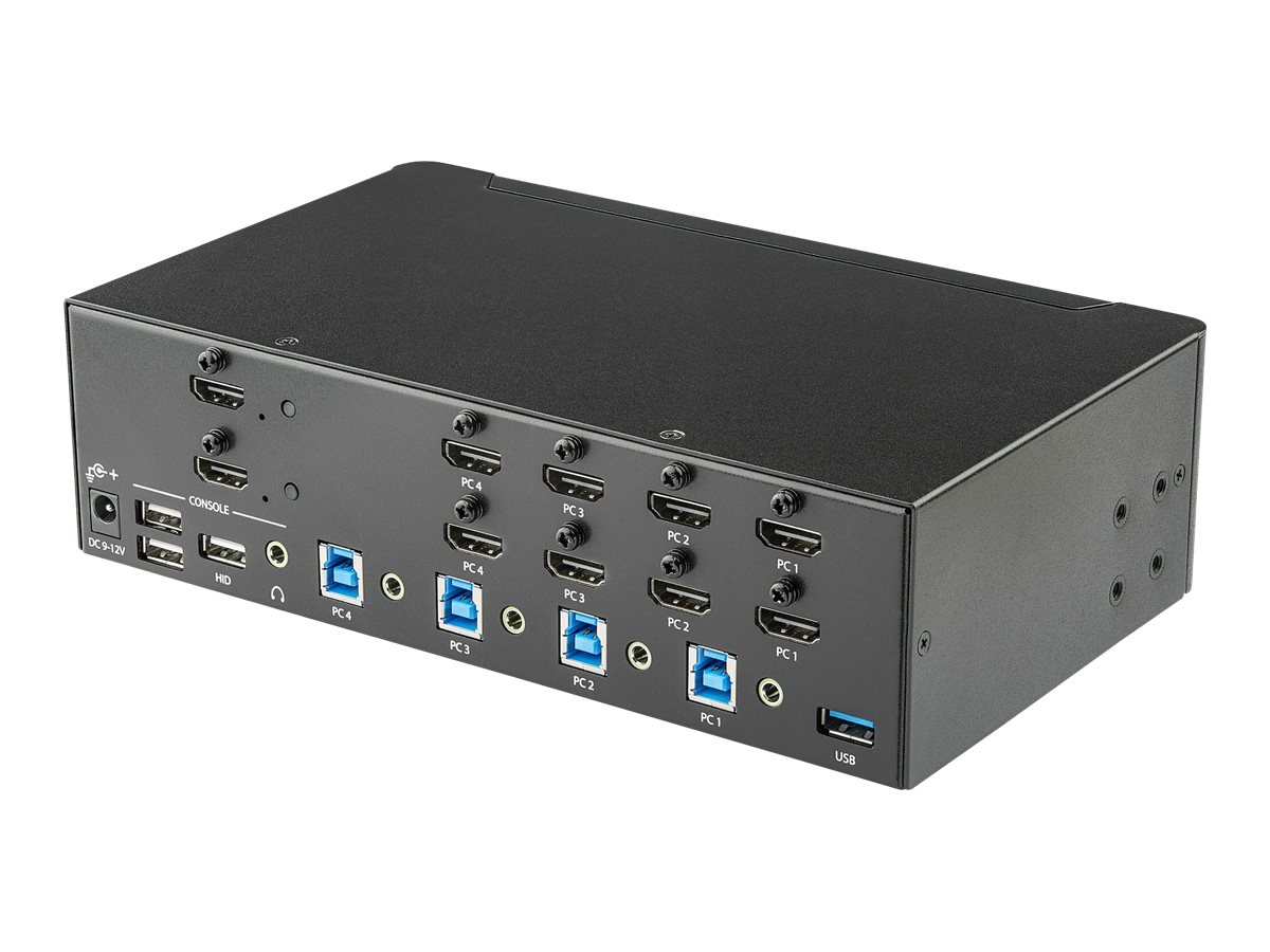 StarTech.com Switch KVM double affichage HDMI 4K 30 Hz à 4 ports avec hub USB intégré - Commutateur KVM HDMI de 4 ports (SV431DHD4KU) - Commutateur écran-clavier-souris/audio/USB - 4 x KVM / audio / USB - Montable sur rack - SV431DHD4KU - Commutateurs KVM