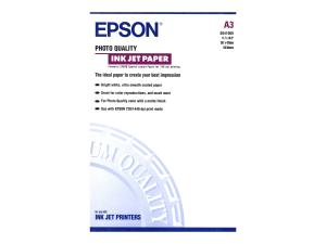Epson Photo Quality Ink Jet Paper - Mat - enduit - A3 (297 x 420 mm) - 102 g/m² - 100 feuille(s) papier - pour SureColor SC-P700, P7500, P900, P9500, T2100, T3100, T3405, T5100, T5400, T5405 - C13S041068 - support spécial