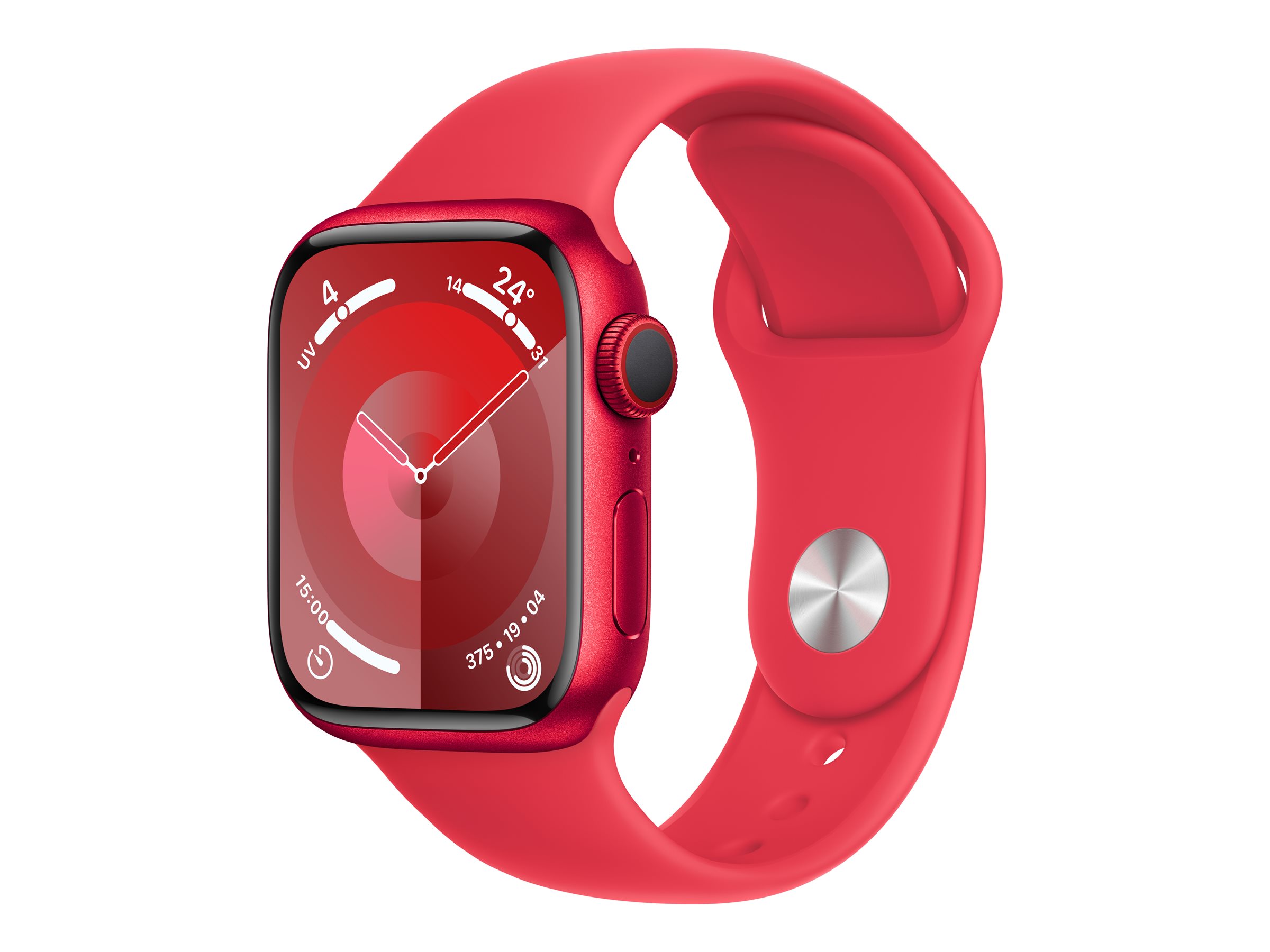 Apple Watch Series 9 (GPS) - (PRODUCT) RED - 41 mm - aluminium rouge - montre intelligente avec bande sport - fluoroélastomère - rouge - taille du bracelet : S/M - 64 Go - Wi-Fi, UWB, Bluetooth - 31.9 g - MRXG3QF/A - Montres intelligentes
