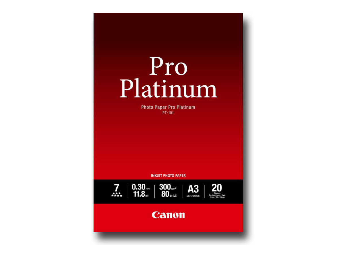 Canon Photo Paper Pro Platinum - A3 (297 x 420 mm) - 300 g/m² - 20 feuille(s) papier photo - pour PIXMA Pro9000, Pro9500 - 2768B017 - Papier photo