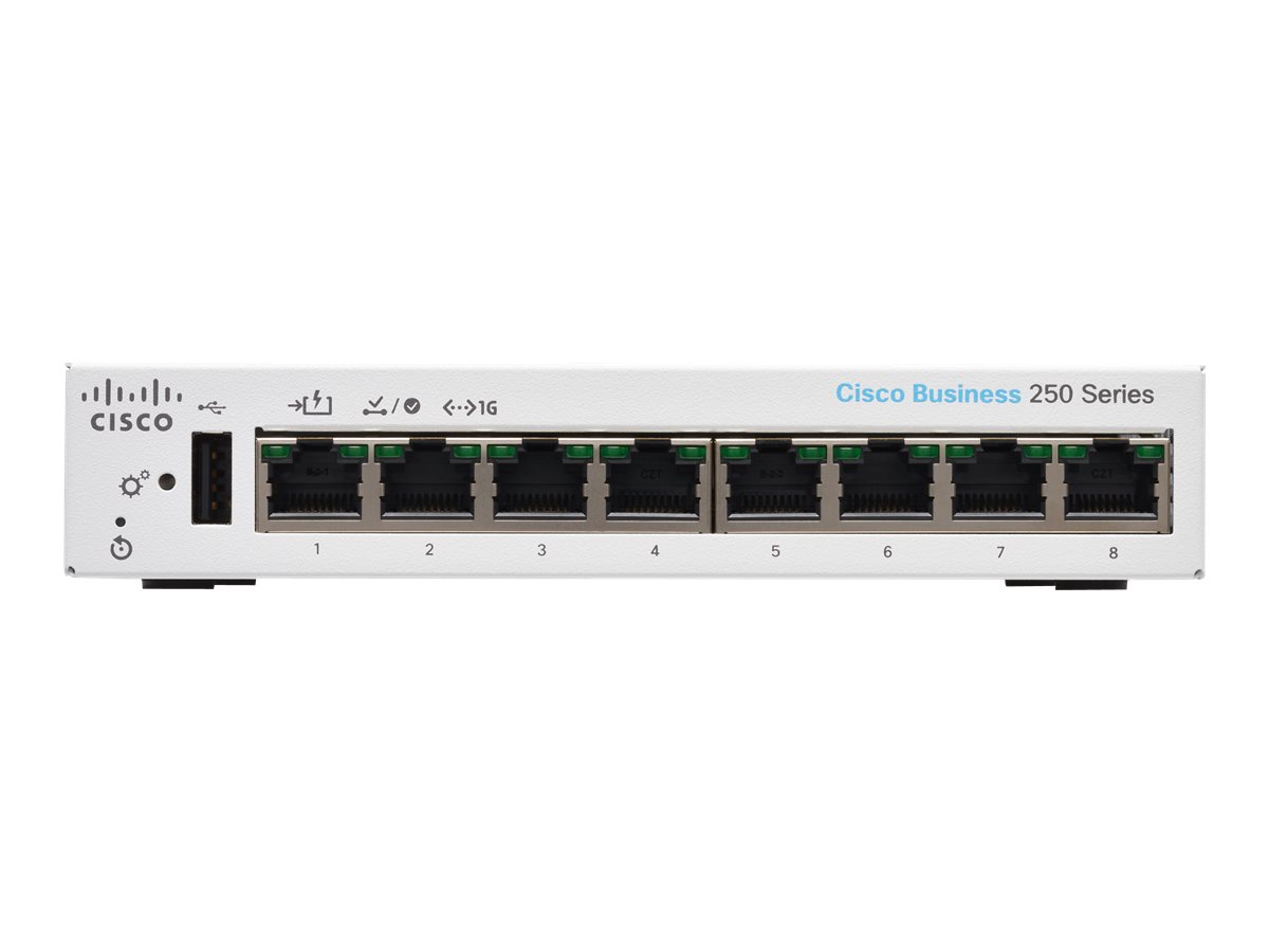 Cisco Business 250 Series CBS250-8T-D - Commutateur - C3 - intelligent - 8 x 10/100/1000 - de bureau - CBS250-8T-D-EU - Concentrateurs et commutateurs gigabit