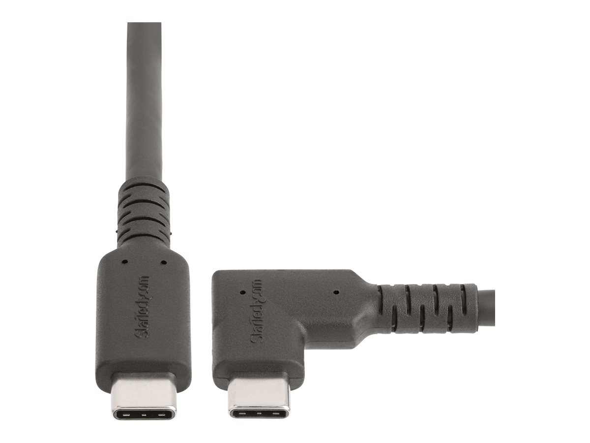 StarTech.com 6ft (2m) Rugged Right Angle USB-C Cable, USB 3.2 Gen 1 (5 Gbps), USB C to C Data Transfer Cable, 4K 60Hz DP Alt Mode, 100W Power Delivery - 90 Degree USB-C Cable (RUSB315CC2MBR) - Câble USB - 24 pin USB-C (M) droit pour 24 pin USB-C (M) angle droit - USB 3.2 Gen 1 - 2 m - support pour 4K60Hz, robuste - noir - RUSB315CC2MBR - Câbles USB