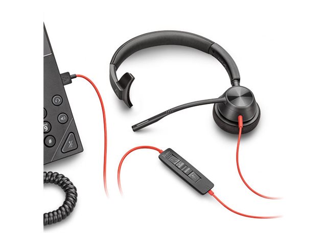 Poly Blackwire 3315 - Blackwire 3300 series - micro-casque - sur-oreille - filaire - jack 3,5mm, USB-C - noir - Certifié pour Microsoft Teams, certifié UC - 8X218AA - Écouteurs