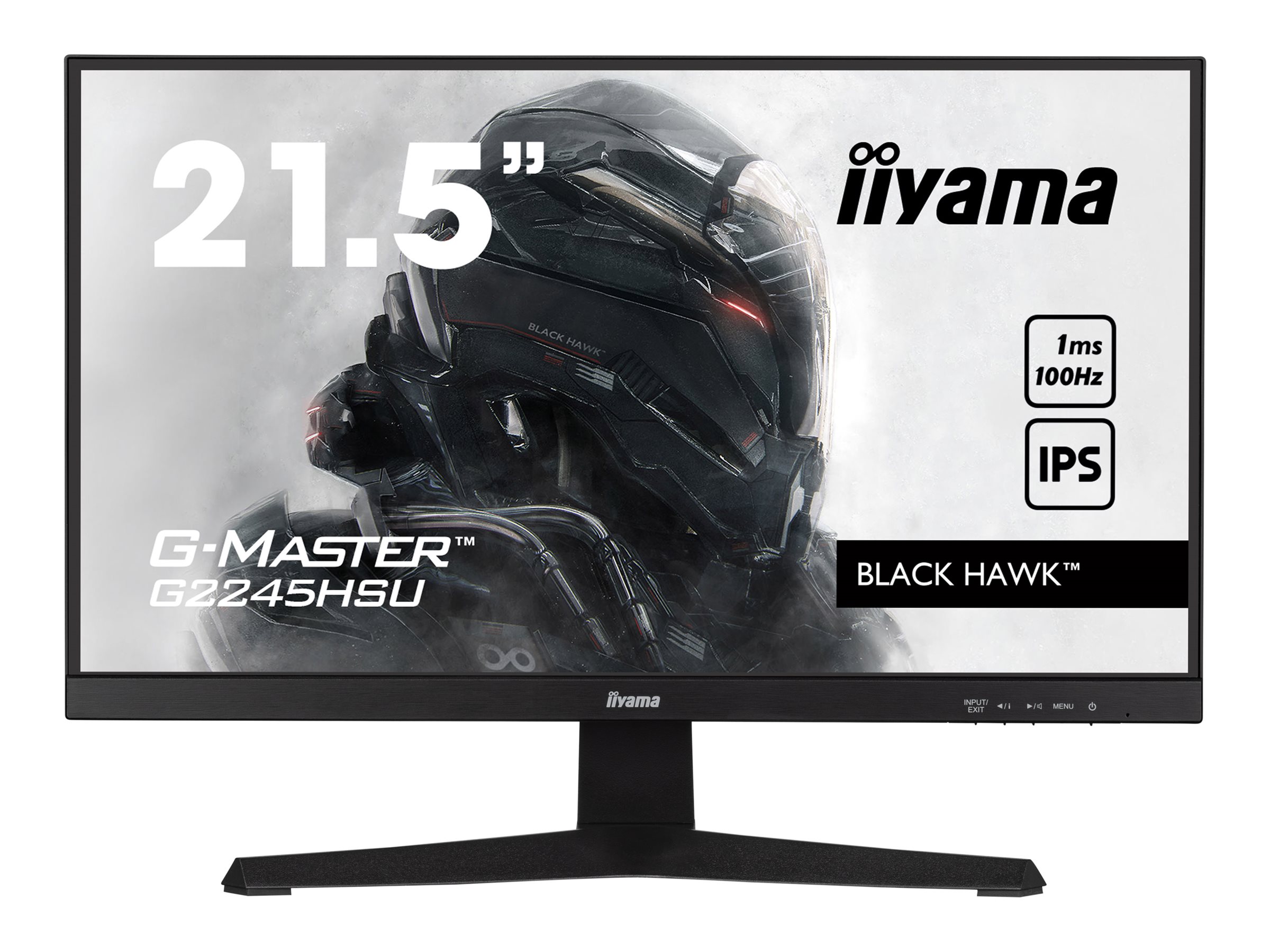 iiyama G-MASTER Black Hawk G2245HSU-B2 - Écran LED - 22" (21.5" visualisable) - 1920 x 1080 Full HD (1080p) @ 100 Hz - IPS - 300 cd/m² - 1000:1 - 1 ms - HDMI, DisplayPort - haut-parleurs - noir mat - G2245HSU-B2 - Écrans d'ordinateur