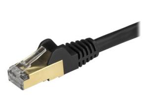 StarTech.com 1.5m CAT6A Ethernet Cable, 10 Gigabit Shielded Snagless RJ45 100W PoE Patch Cord, CAT 6A 10GbE STP Network Cable w/Strain Relief, Black, Fluke Tested/UL Certified Wiring/TIA - Category 6A - 26AWG (6ASPAT150CMBK) - Cordon de raccordement - RJ-45 (M) pour RJ-45 (M) - 1.5 m - STP - CAT 6a - moulé, sans crochet - noir - 6ASPAT150CMBK - Câbles à paire torsadée