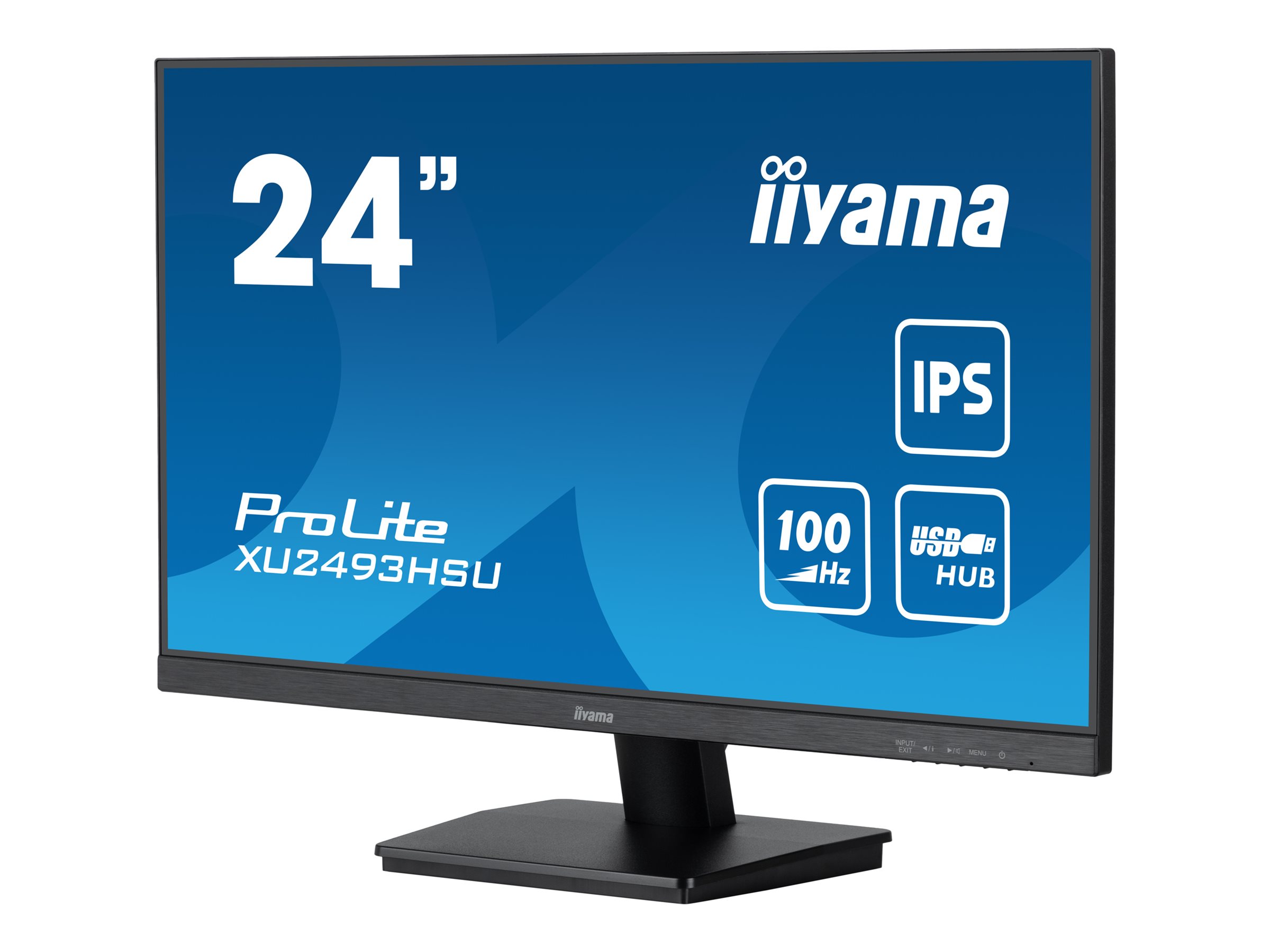 iiyama ProLite XU2493HSU-B7 - Écran LED - 24" (23.8" visualisable) - 1920 x 1080 Full HD (1080p) @ 100 Hz - IPS - 300 cd/m² - 1300:1 - 1 ms - HDMI, DisplayPort - haut-parleurs - noir mat - XU2493HSU-B7 - Écrans d'ordinateur