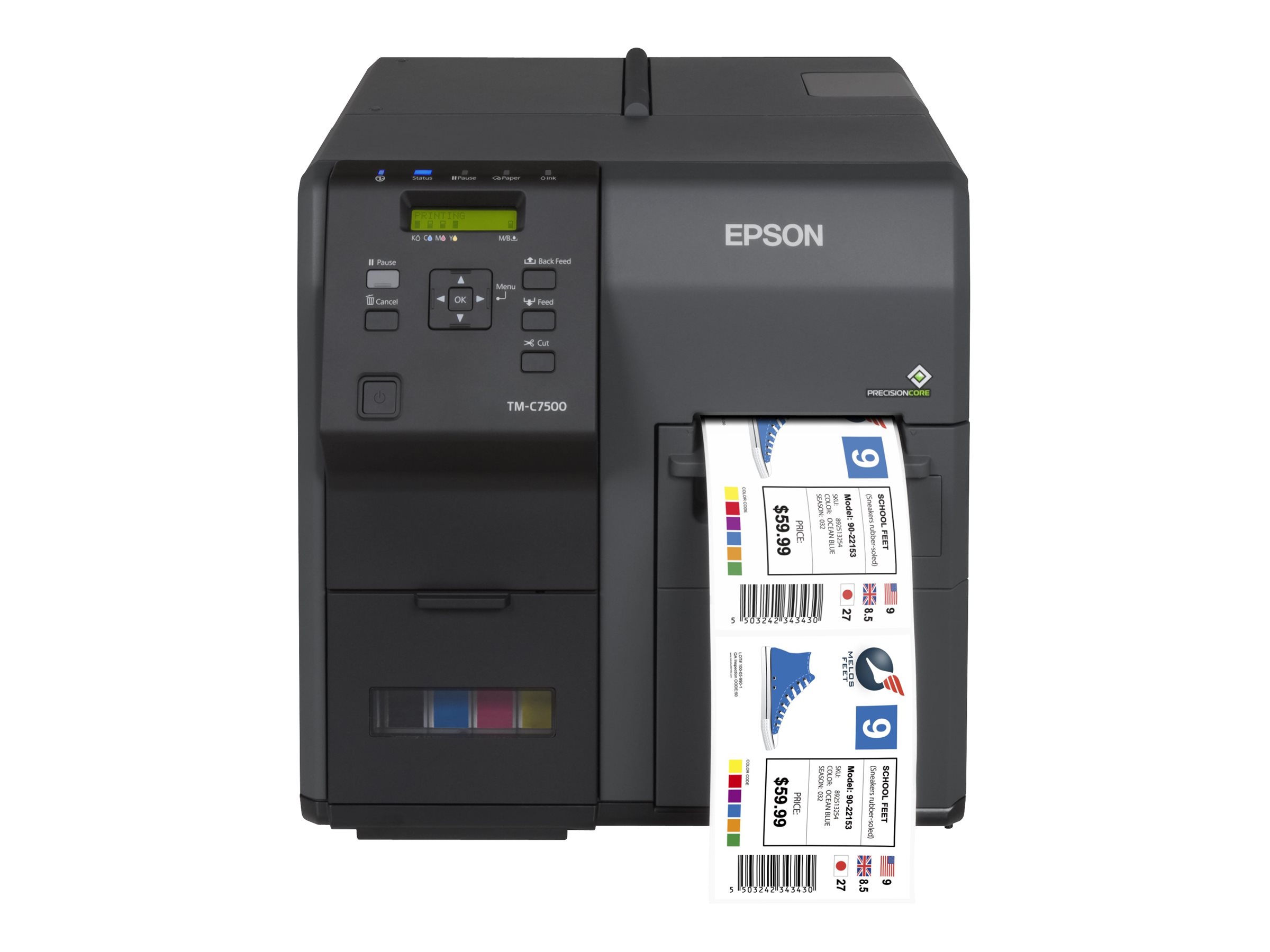 Epson ColorWorks TM-C7500 - Imprimante d'étiquettes - couleur - jet d'encre - 112 mm (largeur) - 600 x 1 200 ppp - jusqu'à 300 mm/sec - USB 2.0, Gigabit LAN - outil de coupe - C31CD84012 - Imprimantes jet d'encre