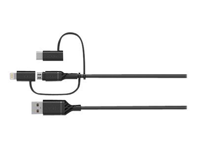 OtterBox Standard - Câble USB - USB (M) pour Micro-USB de type B, Lightning, 24 pin USB-C (M) - USB 2.0 - 3 A - 1 m - noir - 78-52685 - Câbles USB