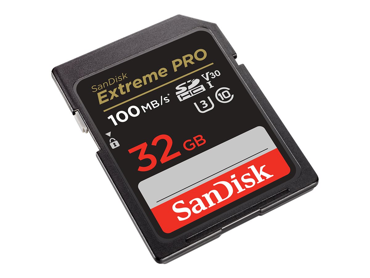 SanDisk Extreme Pro - Carte mémoire flash - 32 Go - Video Class V30 / UHS-I U3 / Class10 - SDHC UHS-I - SDSDXXO-032G-GN4IN - Cartes flash