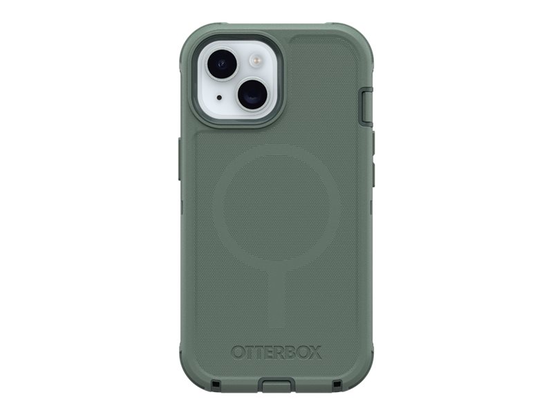 OtterBox Defender Series - Coque de protection pour téléphone portable - compatibilité avec MagSafe - couche de polycarbonate, élastomère thermoplastique (TPE) - gardien de la forêt (vert) - pour Apple iPhone 13, 14, 15 - 77-97536 - Coques et étuis pour téléphone portable