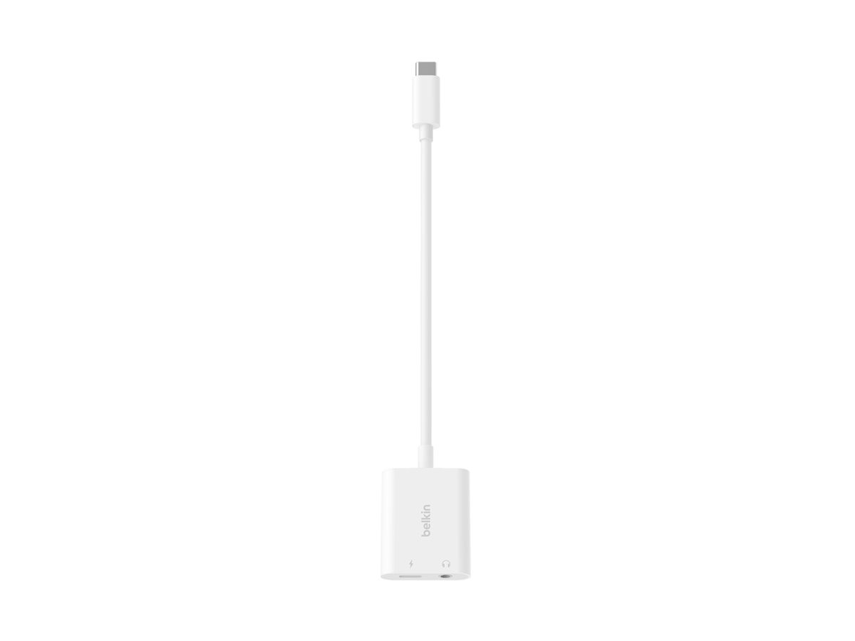 Belkin RockStar - USB-C vers jack de casque / adaptateur de charge - 24 pin USB-C mâle pour 24 pin USB-C, jack mini femelle - USB Power Delivery (60W) - NPA004btWH - Câbles pour téléphone portable