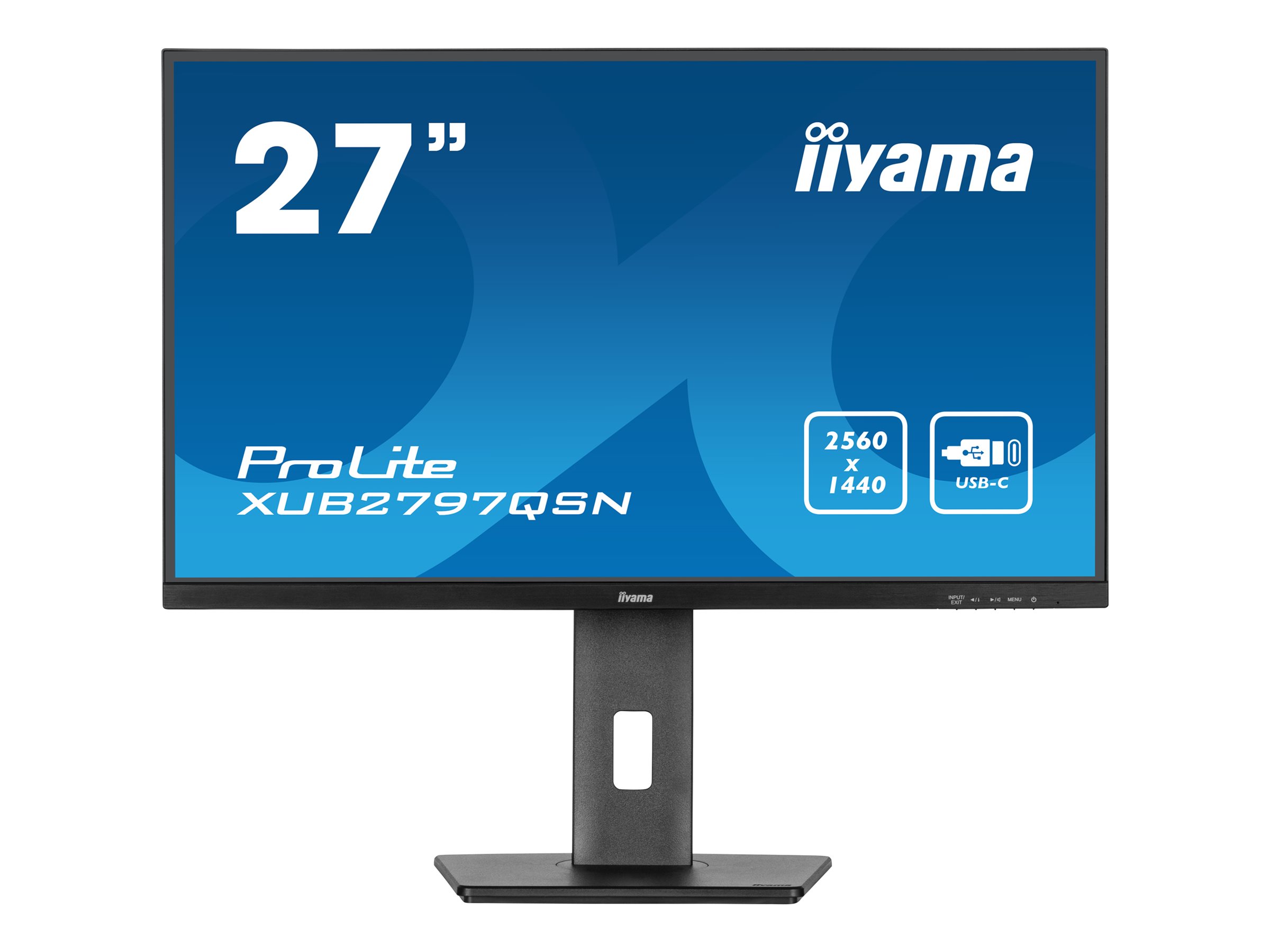 iiyama ProLite XUB2797QSN-B2 - Écran LED - 27" - 2560 x 1440 QHD @ 100 Hz - IPS - 300 cd/m² - 1300:1 - 1 ms - HDMI, DisplayPort, USB-C - haut-parleurs - mat, noir - XUB2797QSN-B2 - Écrans d'ordinateur