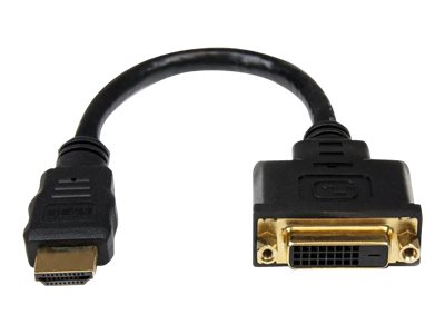StarTech.com Cable adaptateur video HDMI vers DVI-D de 20 cm - HDMI male vers DVI femelle - Adaptateur vidéo - HDMI mâle pour DVI-D femelle - 20.32 cm - blindé - noir - pour P/N: BNDDKT30CAHV, CDP2DVIMM2MB, DKT30CSDHPD, DKT30CSDHPD3, DP2DVI2MM3, DP2DVIMM6X10 - HDDVIMF8IN - Accessoires pour téléviseurs
