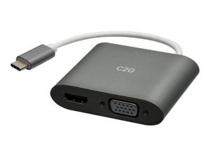 C2G USB C to HDMI & VGA Dual Monitor Adapter - 4K 30Hz - White - Adaptateur vidéo - 24 pin USB-C mâle reversible pour 15 pin D-Sub (DB-15), HDMI femelle - blanc - support 4K - C2G29831 - Câbles HDMI