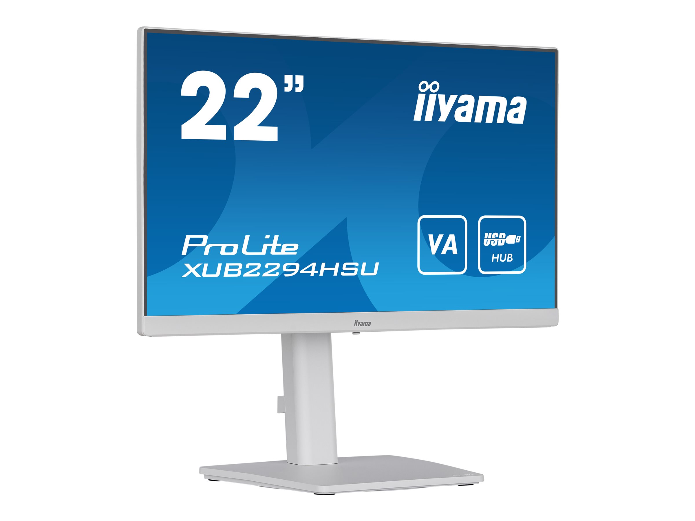 iiyama ProLite XUB2294HSU-W2 - Écran LED - 22" (21.5" visualisable) - 1920 x 1080 Full HD (1080p) @ 75 Hz - VA - 250 cd/m² - 3000:1 - 1 ms - HDMI, DisplayPort, USB - haut-parleurs - blanc mat - XUB2294HSU-W2 - Écrans d'ordinateur