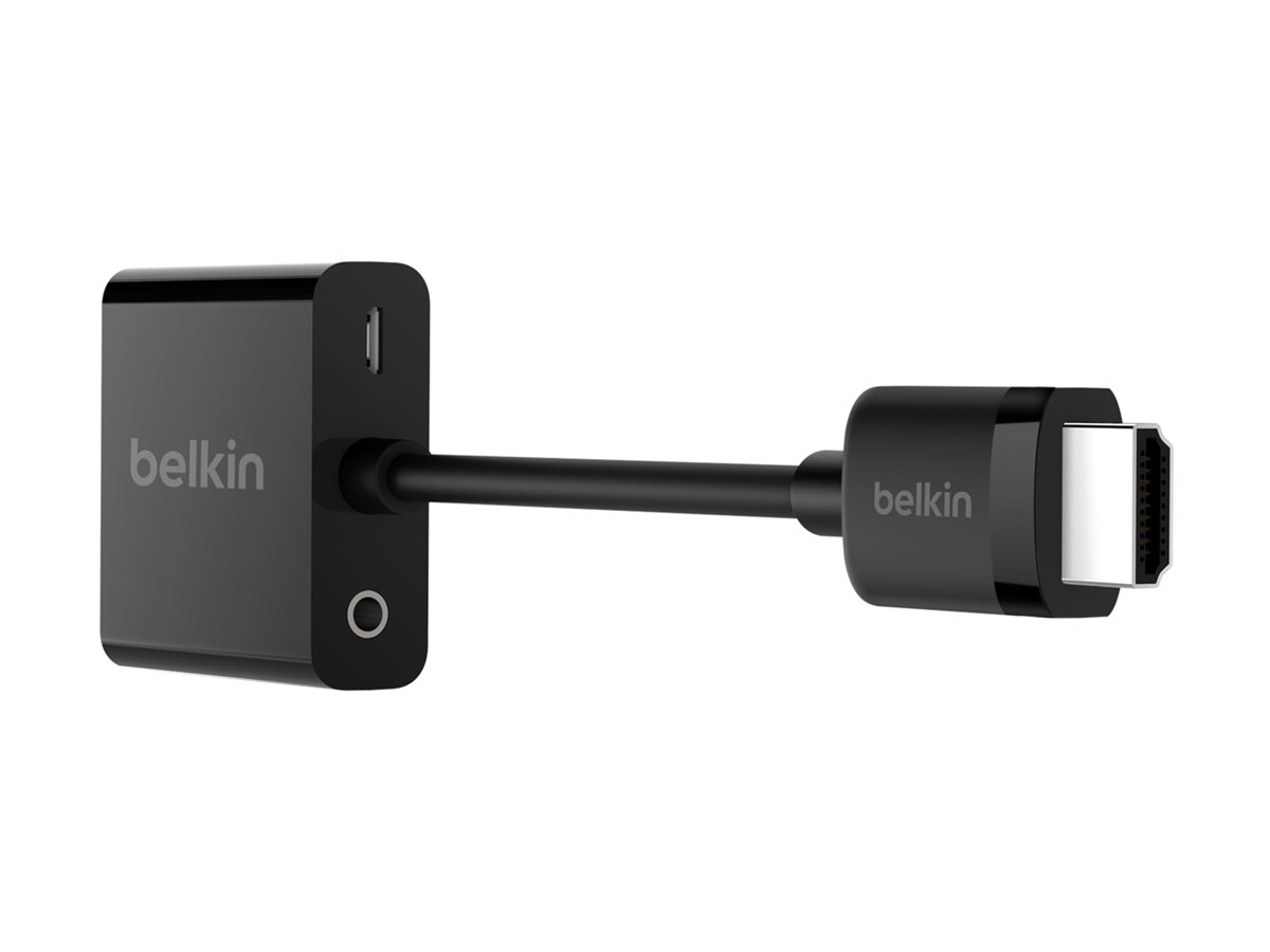 Belkin - Adaptateur vidéo - HDMI mâle pour HD-15 (VGA), Micro-USB Type B femelle - 25 cm - noir - vis d'écartement - AV10170bt - Accessoires pour téléviseurs