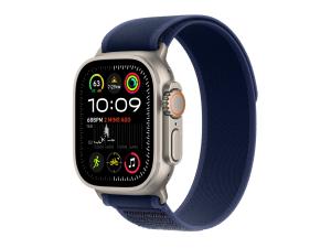 Apple Watch Ultra 2 - 49 mm - titanium naturel - montre intelligente avec Boucle Trail - tissage en nylon - bleu - taille du bracelet : M/L - 64 Go - LTE, Wi-Fi 4, UWB, Bluetooth - 4G - 61.4 g - MX4L3NF/A - Montres intelligentes