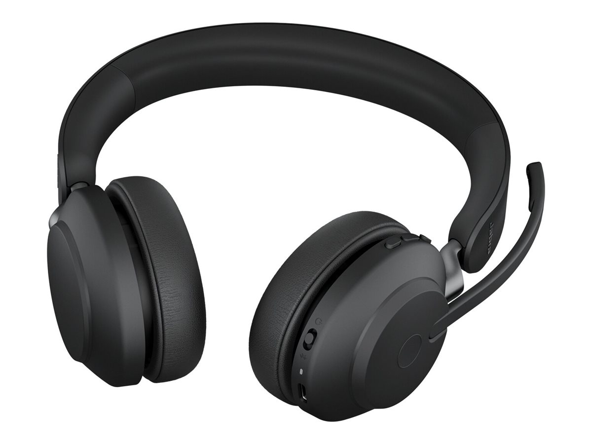 Jabra Evolve2 65 UC Stereo - Micro-casque - sur-oreille - Bluetooth - sans fil - USB-A - isolation acoustique - noir - avec support de chargement - 26599-989-989 - Écouteurs