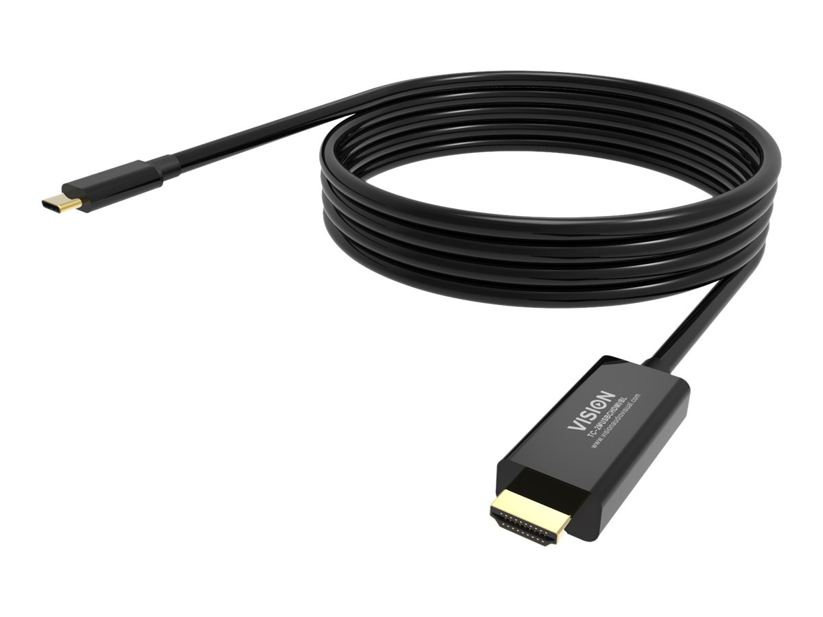 VISION Professional - Câble vidéo - 24 pin USB-C mâle pour HDMI mâle - 2 m - noir - support 4K - TC 2MUSBCHDMI/BL - Accessoires pour téléviseurs