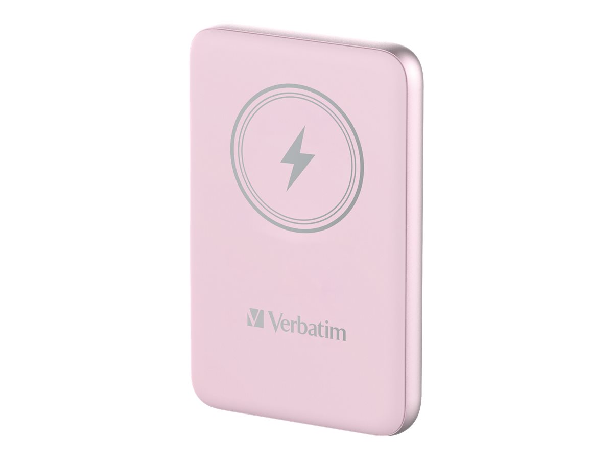 Verbatim Charge 'n' Go - Banque d'alimentation sans fil - support magnétique - Li-pol - 10000 mAh - 20 Watt - 2.4 A - Apple 2.4A, Apple Fast Charge, BC1.2, PD 3.0, Quick Charge 3.0 (24 pin USB-C) - rose - 32248 - Banques d'alimentation