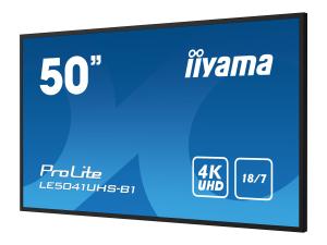 iiyama ProLite LE5041UHS-B1 - Classe de diagonale 50" (49.5" visualisable) écran LCD rétro-éclairé par LED - signalisation numérique - 4K UHD (2160p) 3840 x 2160 - noir, finition brillante - LE5041UHS-B1 - Écrans de signalisation numérique