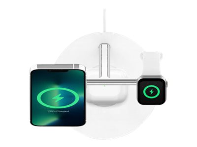 Belkin BoostCharge Pro - Support de chargement sans fil - avec MagSafe + adaptateur secteur - 15 Watt - Fast Charge - blanc - pour Apple AirPods; AirPods Pro; iPhone 12, 13; Watch Series 4, Series 5, Series 6, Series 7 - WIZ017VFWH - Batteries et adaptateurs d'alimentation pour téléphone cellulaire