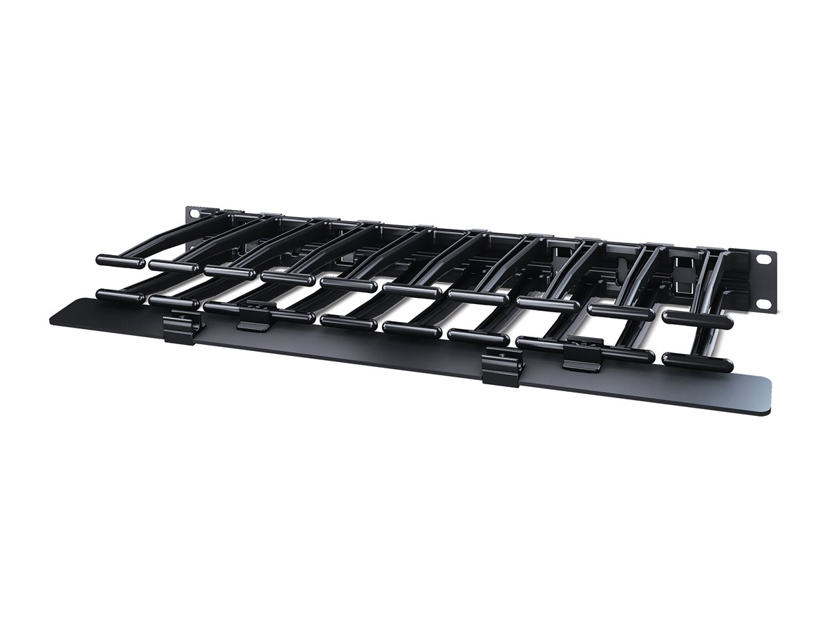 APC Horizontal Cable Manager Single-Sided with Cover - Panneau d'agencement de câbles de rack avec couvercle - noir - 1U - pour P/N: SMTL1000RMI2UC, SMX1000C, SMX1500RM2UC, SMX1500RM2UCNC, SMX750C, SMX750CNC - AR8612 - Accessoires pour serveur