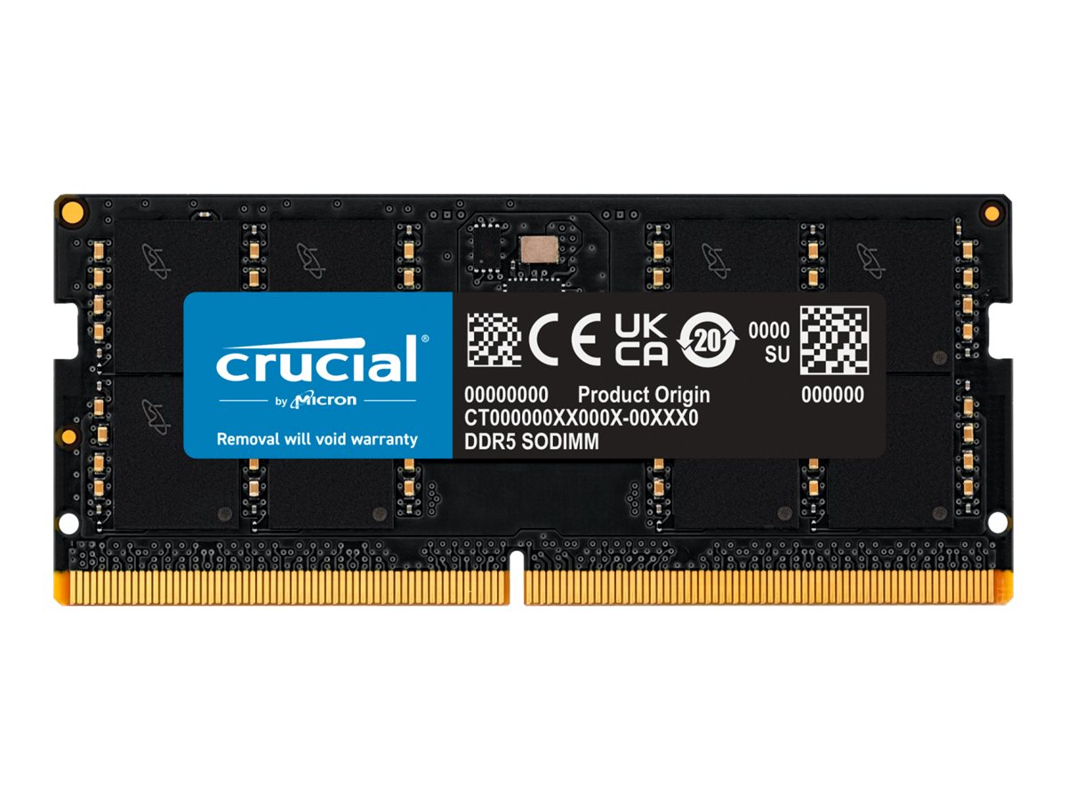 Crucial - DDR5 - module - 48 Go - SO DIMM 262 broches - 5600 MHz / PC5-44800 - CL46 - 1.1 V - on-die ECC - noir - CT48G56C46S5 - Mémoire pour ordinateur portable