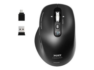 PORT Connect Professional BUSINESS - Souris - rechargeable - optique - 6 boutons - sans fil - 2.4 GHz, Bluetooth - récepteur sans fil USB - 910202 - Souris