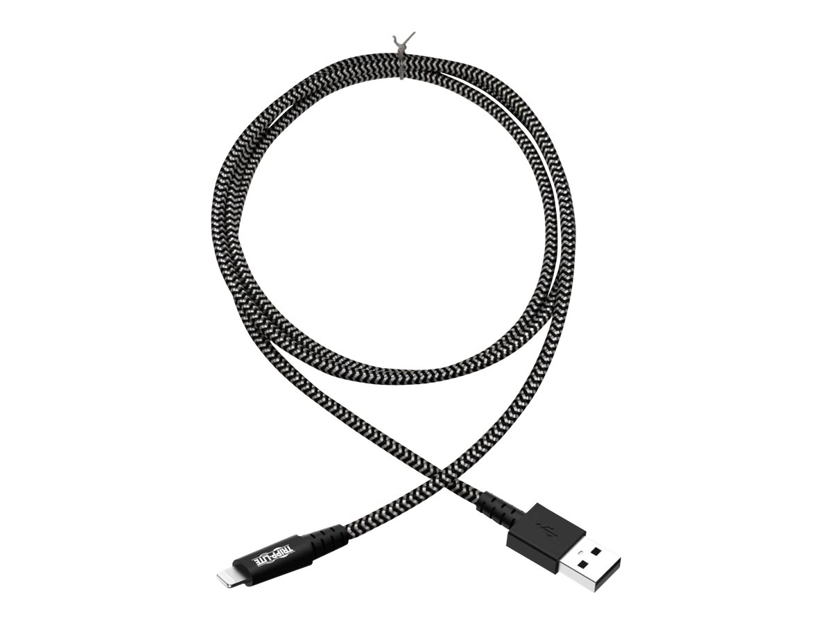 Eaton Tripp Lite Series Heavy-Duty USB-A to Lightning Sync/Charge Cable, MFi Certified - M/M, USB 2.0, 3 ft. (0.91 m) - Câble Lightning - USB mâle pour Lightning mâle - 90 cm - noir, blanc - M100-003-HD - Accessoires pour systèmes audio domestiques