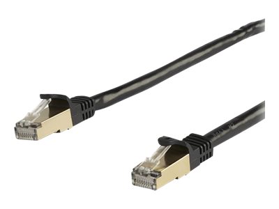 StarTech.com 2m CAT6A Ethernet Cable, 10 Gigabit Shielded Snagless RJ45 100W PoE Patch Cord, CAT 6A 10GbE STP Network Cable w/Strain Relief, Black, Fluke Tested/UL Certified Wiring/TIA - Category 6A - 26AWG (6ASPAT2MBK) - Cordon de raccordement - RJ-45 (M) pour RJ-45 (M) - 2 m - STP - CAT 6a - moulé, sans crochet - noir - 6ASPAT2MBK - Câbles à paire torsadée