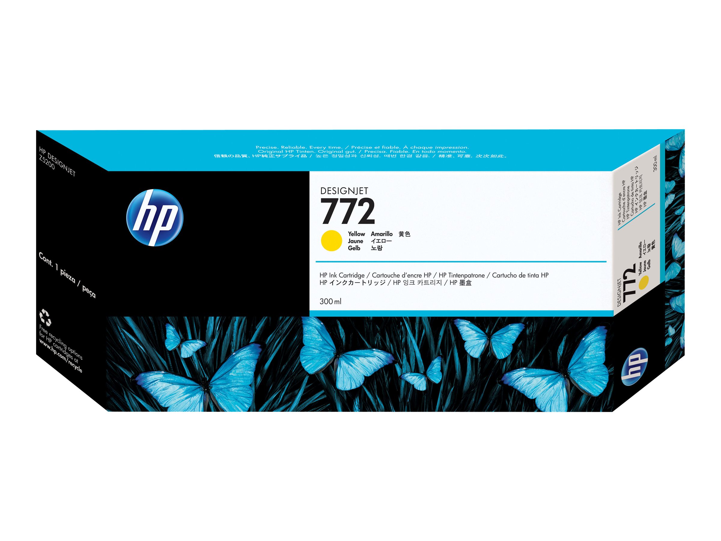 HP 772 - 300 ml - jaune - original - DesignJet - cartouche d'encre - pour DesignJet HD Pro MFP, SD Pro MFP, Z5200 PostScript, Z5400 PostScript ePrinter - CN630A - Cartouches d'imprimante