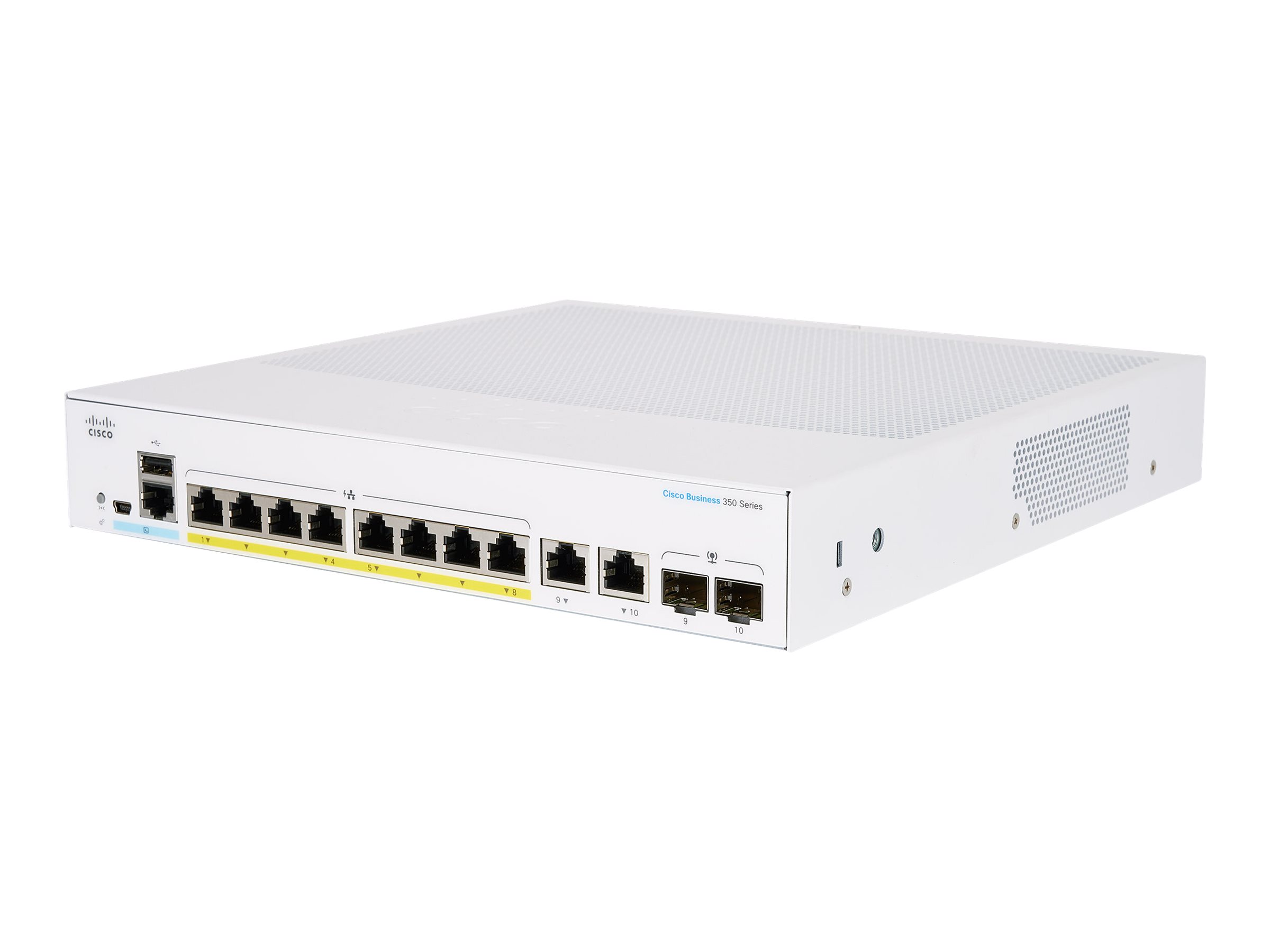 Cisco Business 350 Series 350-8FP-2G - Commutateur - C3 - Géré - 8 x 10/100/1000 (PoE+) + 2 x combo Gigabit Ethernet / SFP Gigabit - Montable sur rack - PoE+ (120 W) - CBS350-8FP-2G-EU - Concentrateurs et commutateurs gigabit