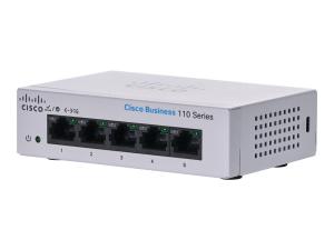 Cisco Business 110 Series 110-5T-D - Commutateur - non géré - 5 x 10/100/1000 - de bureau, Montable sur rack, fixation murale - Tension CC - CBS110-5T-D-EU - Concentrateurs et commutateurs gigabit