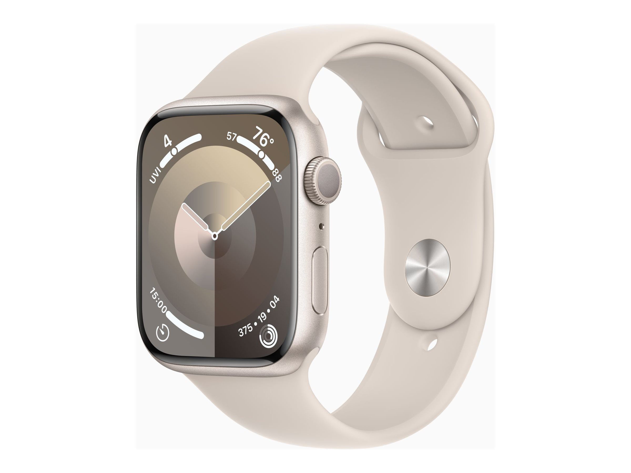 Apple Watch Series 9 (GPS) - 45 mm - aluminium droit - montre intelligente avec bande sport - fluoroélastomère - droit - taille du bracelet : M/L - 64 Go - Wi-Fi, UWB, Bluetooth - 38.7 g - MR973QF/A - Montres intelligentes