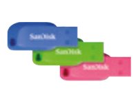 SanDisk Cruzer Blade - Clé USB - 16 Go - USB 2.0 - bleu, vert, rose (pack de 3) - SDCZ50C-016G-B46T - Lecteurs flash